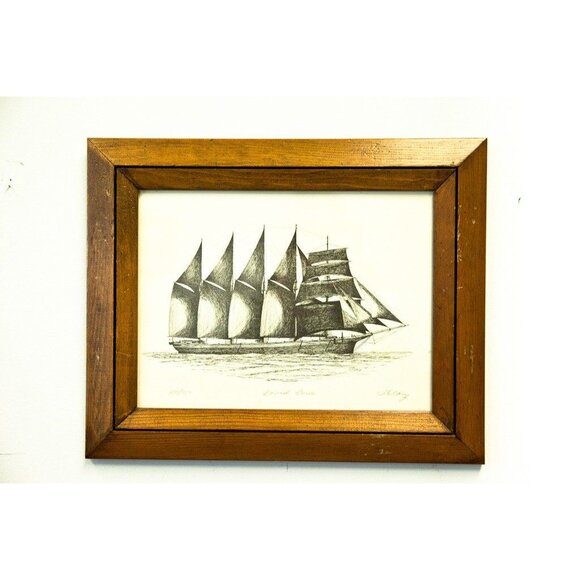 Vtg 1980's “DAVID DOWS” Ship Great Lakes Artist J. Clary 180/750 Signed